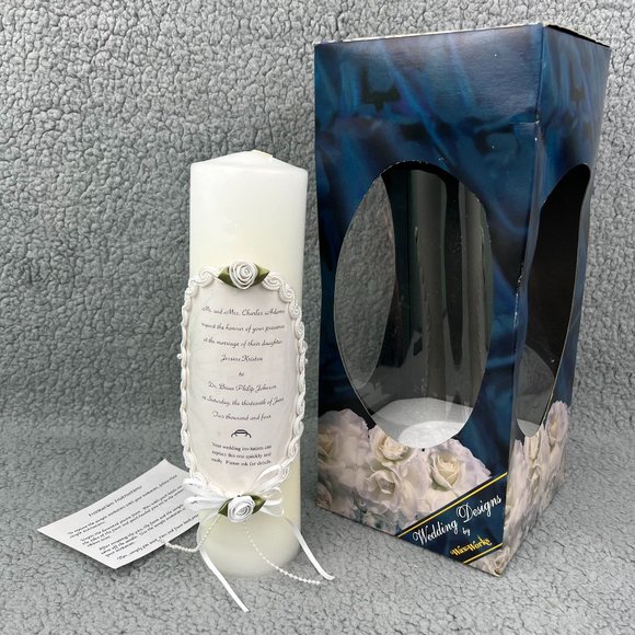 Wax Works Candle Wedding Designs 11" Pillar Invitation Anniversary USA Vintage - Picture 1 of 12